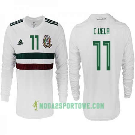 Koszulka Meksyk C.VELA 11 Mistrzostwa Świata 2018 Wyjazdowe Stroje Piłkarskie Długi Rękaw